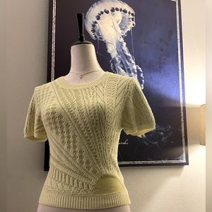 RVCA Sunset Cropped Knit Sweater In Acid Green Size M NWOT/Worn 1xs
